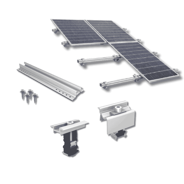 Kit de montagem para 3 painéis solares, de uma só fila, do tipo sanduíche