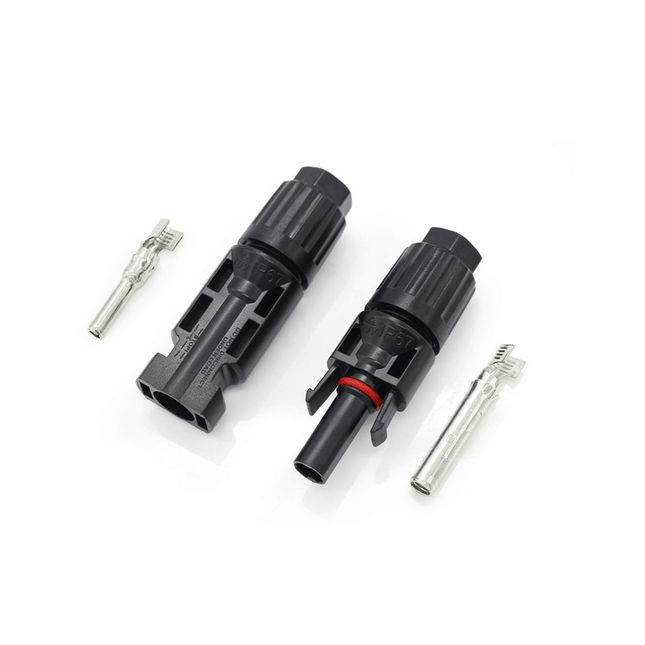 Par de conectores fotovoltaicos MC4, 1000V, IP67, 4–6 mm²