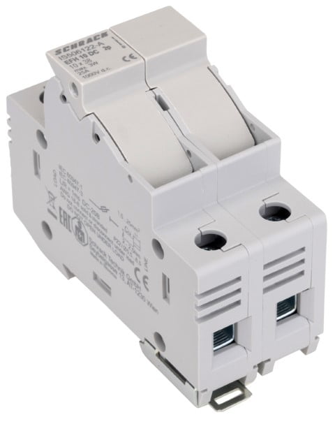 Bloco fusível fotovoltaico modular, 10x38, 2 polos, 20A, Schrack